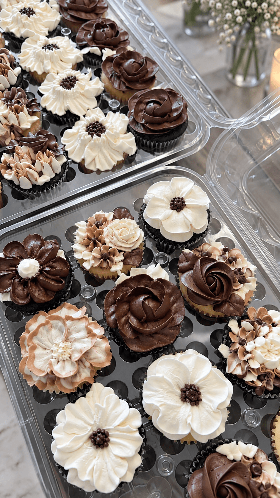 Chocolate piped flowers